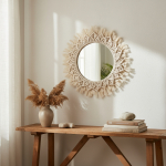 Espejo Colgante De Pared Redondo Decorativo Macramé Vintage - Imagen 5