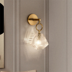 Lampara Aplique Pared Vidrio Nordica Dormitorio Habitación Estructura Dorado - Imagen 3