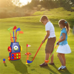Set Juego Mini Golf Infantil Palos Pelotas Hoyos Color Azul - Imagen 2