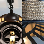 Lampara De Techo Cuerda De Cañamo Retro Industrial 40cm Estructura Negro - Imagen 3