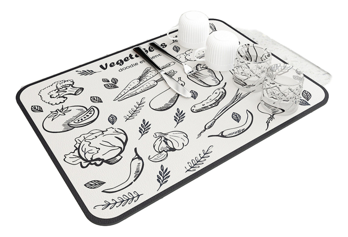 D_612541-MLU78272008879_082024-F.jpg Alfombrilla Absorbente Seca Platos Vasos Diseño 30cm X 40cm - Imagen 1