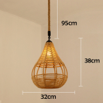 Lampara Colgante De Cuerda Y Metal Rustico Op3 - Imagen 4