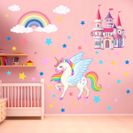 Vinilo Adhesivo Unicornio Magico Castillo Arcoiris Estrellas Color Multicolor - Imagen 3