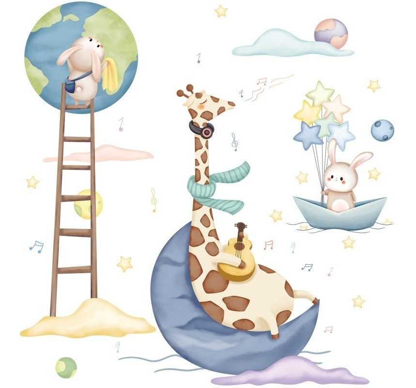 D_616601-MLU48802397461_012022-F.jpg Vinilo Decorativo De Pared Jirafa Guitarra Adhesivo Sticker - Imagen 1