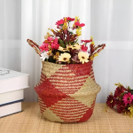 Cesto De Fibra Natural Canasto Ratán Decoración Multiuso M - Imagen 2