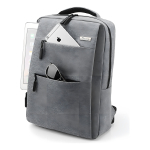 Mochila Laptop De Hombre O Mujer Para Notebook Color Gris Diseño De La Tela Gris - Imagen 6