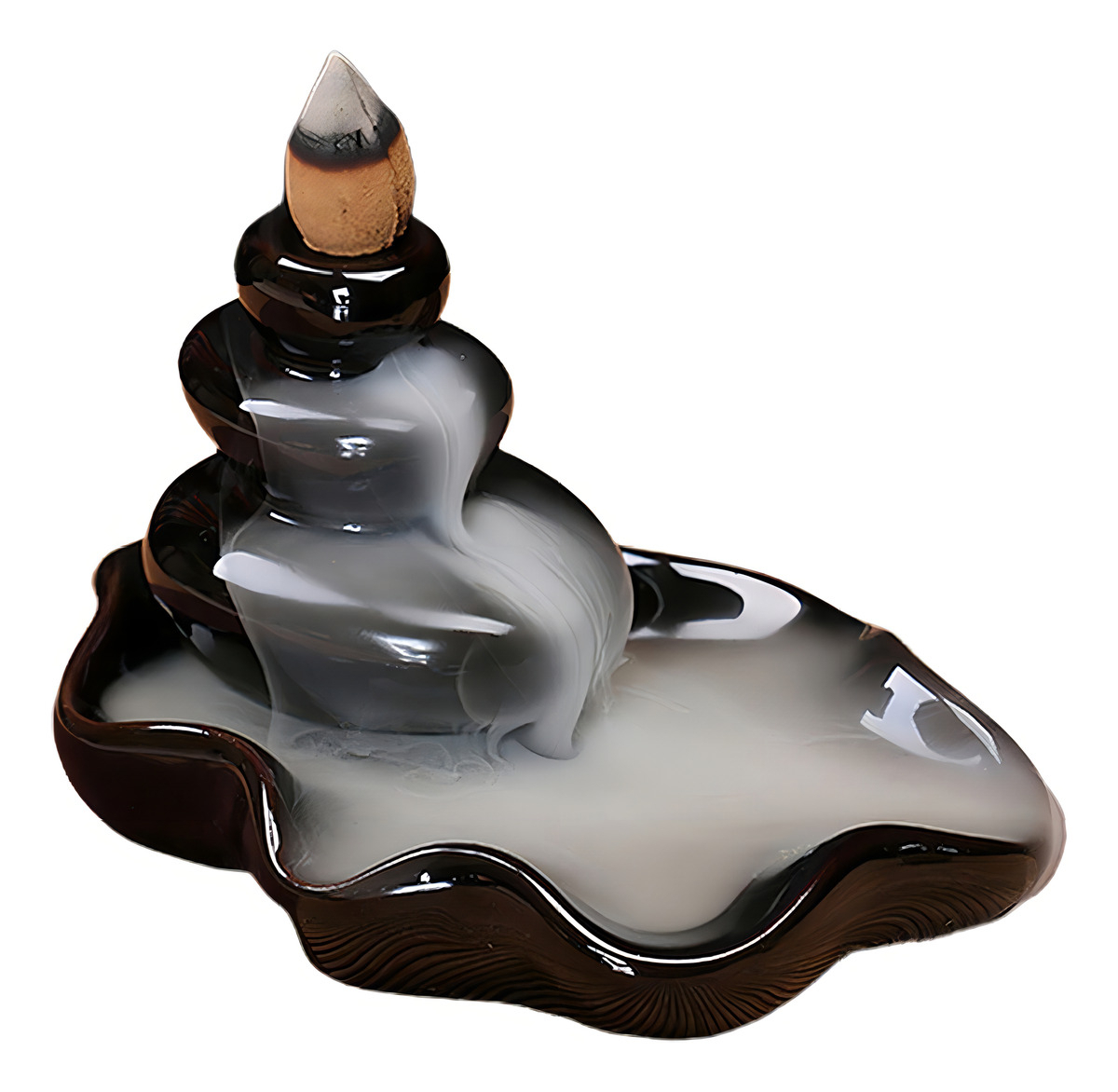 D_622510-MLA99590536136_122025-F.jpg Porta Sahumerio Fuente Cascada De Humo Incienso Color Negro Lisa - Imagen 1