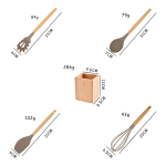 Juego 9 Piezas Utensilios Silicona + Soporte Madera Cocina - Imagen 3