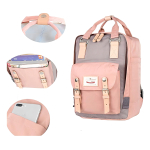 Mochila Doughnut Urbana Moda Bolsillo Laptop Calidad Color Nude & Lavanda - Imagen 3