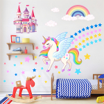 Vinilo Adhesivo Unicornio Magico Castillo Arcoiris Estrellas Color Multicolor - Imagen 4