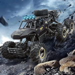 Auto A Control Remoto Camionta Monster Truck 6 Ruedas Color Negro - Imagen 4