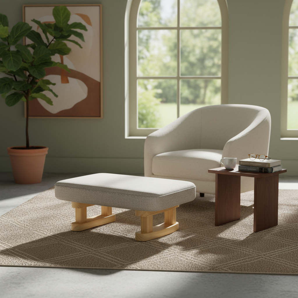 D_627398-MLU93283942086_092025-F.jpg Mini Taburete Banquito Posapies Patas De Madera - Imagen 1