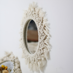 Espejo Colgante De Pared Redondo Decorativo Macramé Vintage - Imagen 6