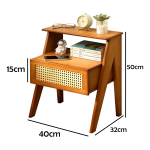 Mesa De Luz Cajon Dos Estantes Tipo Ratan Bamboo Dormitorio - Imagen 5