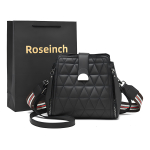 Cartera Bolso De Dama Bandolera Triángulos Moderna Diseño De La Tela Negro - Imagen 2