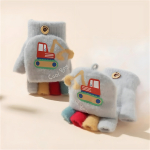 Guantes Infantiles Medio Dedo Y Mitones 2 En 1 Color Caqui - Imagen 4