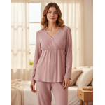 Pijama Largo Maternal Y Lactancia 2 Piezas Ropa Para Dormir - Imagen 7