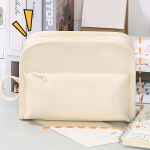 Cartuchera Escolar Gran Capacidad Estuche Bolsillos Internos Color Crema - Imagen 2