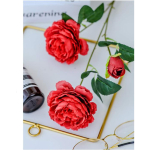 Planta Flor Artificial Peonia Decoracion Hogar 3 Flores Color Rojo - Imagen 2