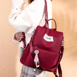 Mochila Bolso Urbana Para Mujer Diseño Liso Antirrobo Color Negro Diseño De La Tela Lisa - Imagen 4