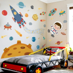 Vinilo Decorativo De Pared Astonauta Con Planetas Adhesivos - Imagen 3
