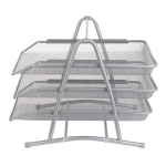 Organizador Set Escritorio De Metal Bandeja Triple Color Plateado - Imagen 3