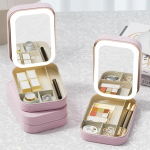 Organizador Estuche Maquillaje Con Espejo Led Cosmético Moda - Imagen 2