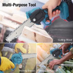 Mini Motosierra Inalambrica Portable Con Maletín Recargable Color Negro - Imagen 4