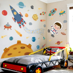 Vinilo Decorativo De Pared Astonauta Con Planetas Adhesivos Color Astronauta - Imagen 2