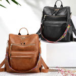 Mochila Cartera Estilo Retro Varios Bolsillos Liso - Imagen 4