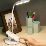 Lampara Led Con Pinza Para Escritorio Flexible Recargable Estructura Blanco Pantalla Blanco - Imagen 2