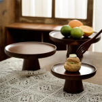 Soporte O Bandeja Para Torta Postre De Madera Con Pie Chico - Imagen 3