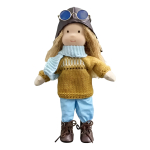 Muñeca Juguete Aviadora Hecha A Mano Para Niñas Niños 30cm - Imagen 4