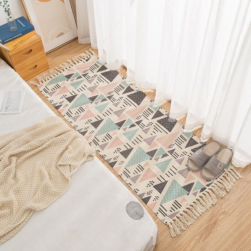 D_651669-MLA100426224837_122025-F.jpg Alfombras Nórdicas Vintage Con Borlas Flecos Textil 90 Cm Diseño De La Tela Opción 4 - Imagen 1