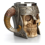 Taza Jarra Calavera Nórdica Medieval Cerveza Café Té Vikinga - Imagen 2
