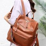 Mochila Cartera Estilo Retro Varios Bolsillos Liso - Imagen 3