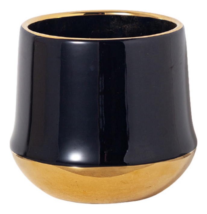 D_655695-MLU78413902181_082024-F.jpg Florero Maceta De Cerámica Decoracion Con Detalle Dorados - Imagen 1