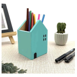 Portalapices Organizador De Madera Para Escritorio Casitas - Imagen 3