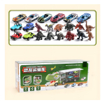 Juguete Niños Dino Camión Rampa 10 Autos 12 Dinosaurios Color Verde Personaje Dinosaurio - Imagen 2