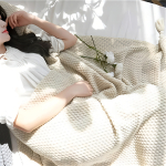 Manta De Lana Con Borlas Throw Blanket Sofa 110x150cm Color Blanco Diseño Liso - Imagen 3