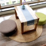 Alfombra Redonda De Rattan Chica Sala De Estar Dormitorio Diseño De La Tela Beige - Imagen 4