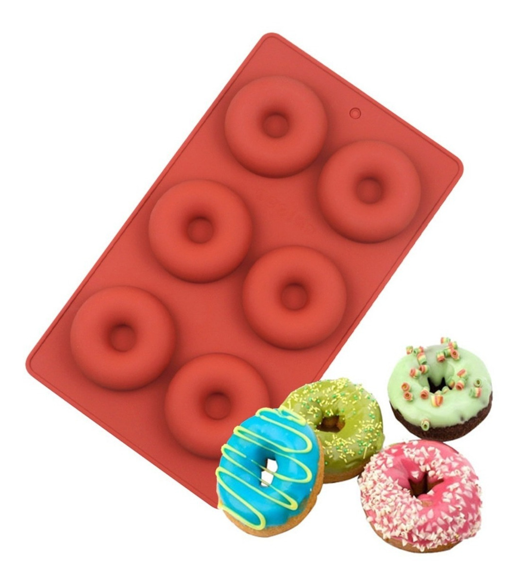 D_670627-MLU50452641384_062022-F.jpg Molde Silicona 6 Donas Tortas Postres Reposteria -40º A 230º - Imagen 1