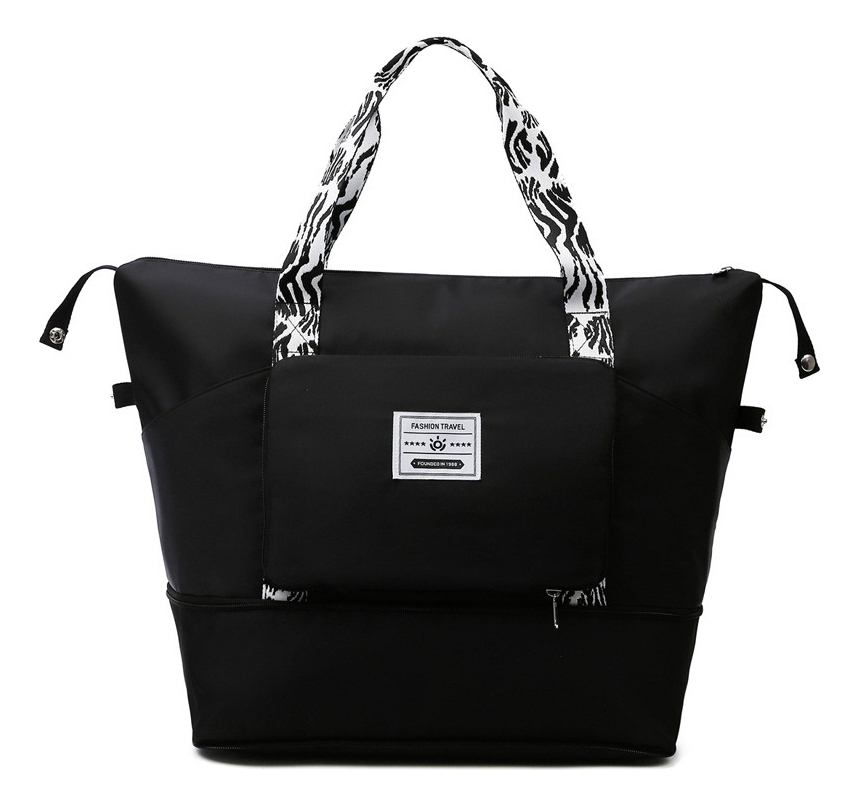 D_672305-MLA99469908936_112025-F.jpg Bolso Cartera Plegable Deportes Gran Capacidad Fitness Color Negro Correa De Hombro Blanco - Imagen 1