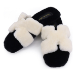 Pantufla Chata Super Peluda Para Dama Cruzada Abierta - Imagen 16