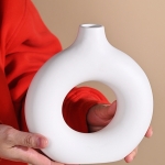 Florero Delicado Moderno Circular Ceramica Semi Liso Grande - Imagen 6