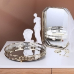 Bandeja Circular Dorada Nórdica Espejada Decorativa Grande - Imagen 7