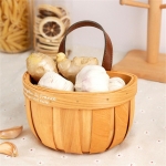 Cesto Organizador Decorativo Cocina Madera Y Cuero Chico - Imagen 5