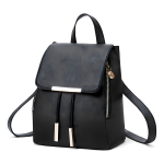 Mochila Cartera Urbana Minimalista Con Tapa En Cuerina Diseño De La Tela Negro - Imagen 4