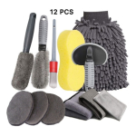 Kit Lavado Secado Auto Paños Mic Esponja Cepillo Guante 12pc - Imagen 4