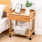 Mesa De Luz Estante Con Ruedas Y Cajón En Madera - Imagen 3